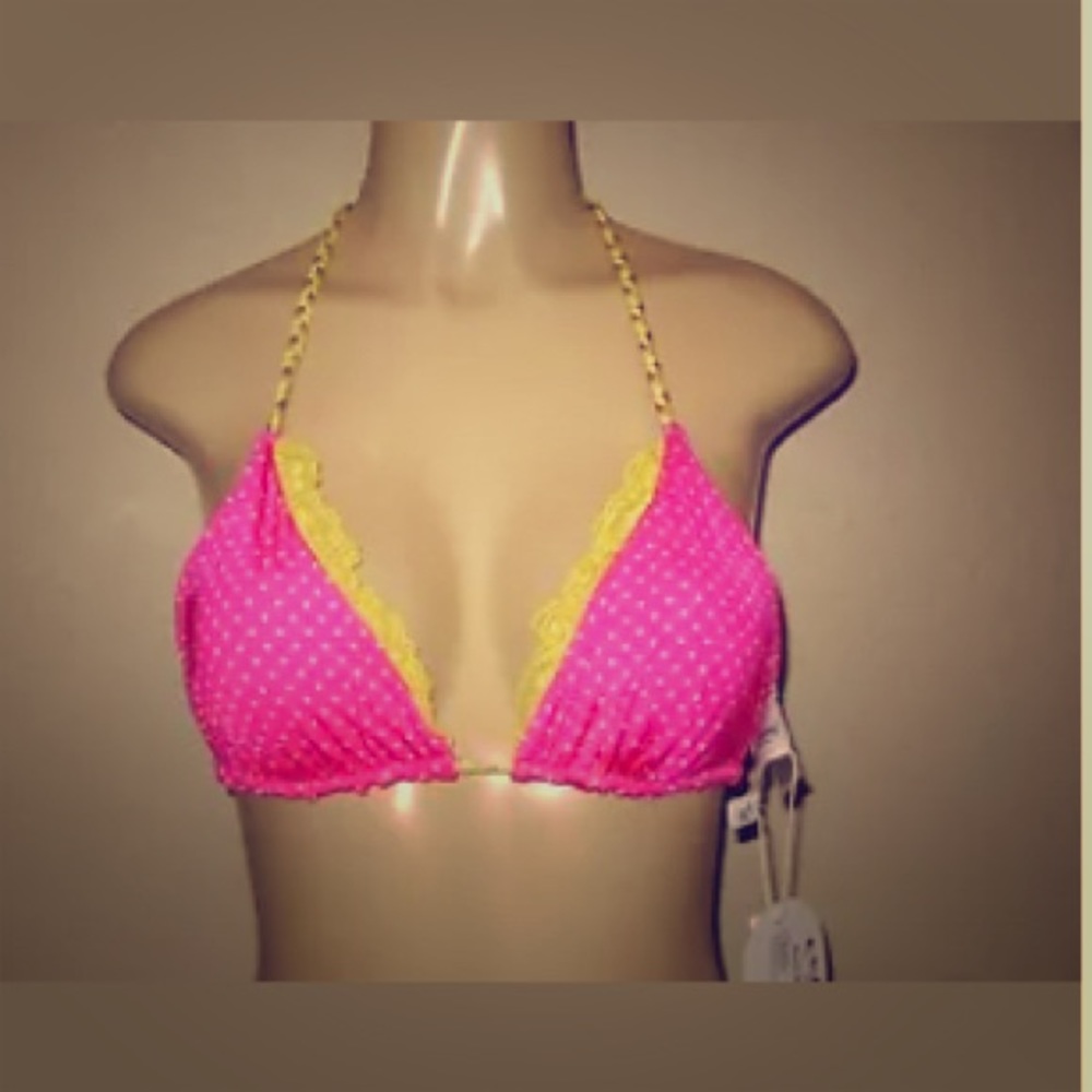 Beach Bunny Pink polka dot swimsuit top size L